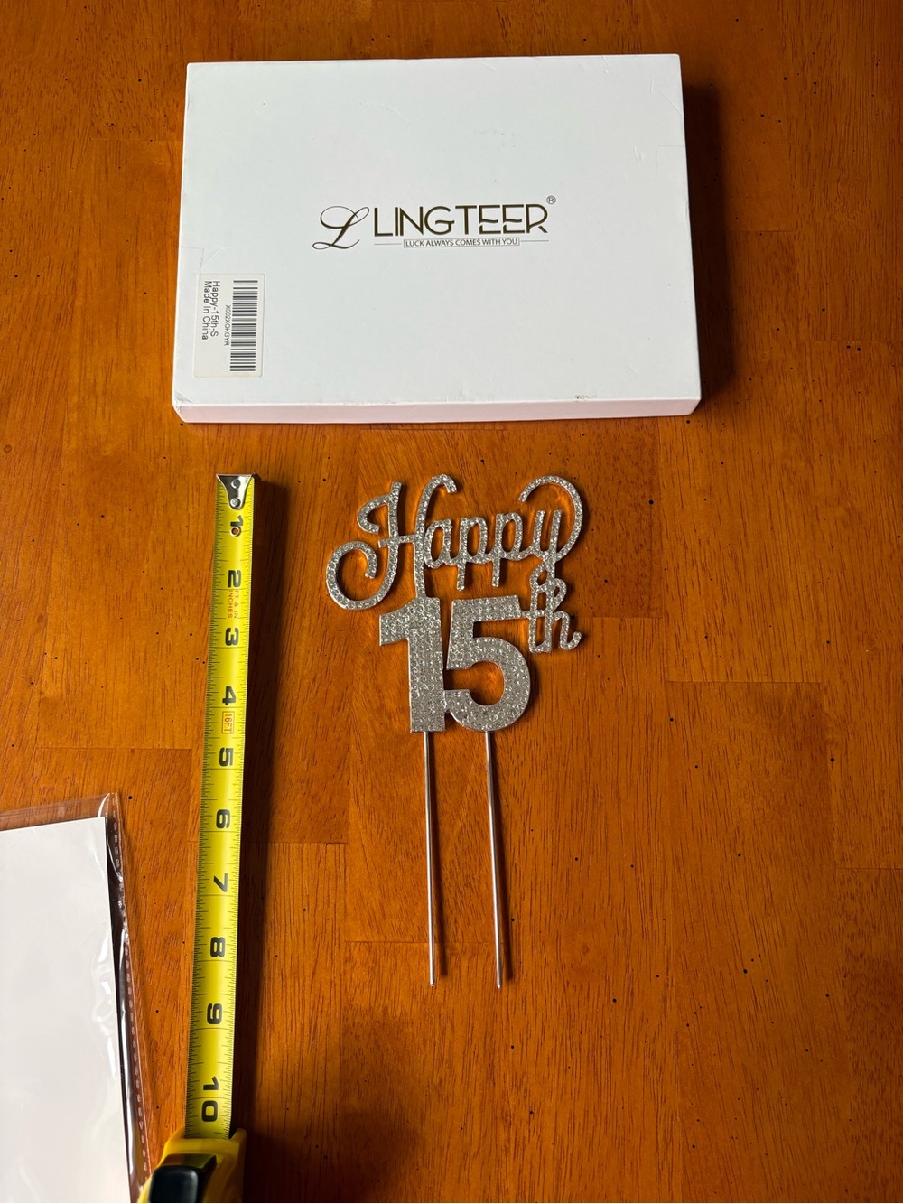 Lingteer Happy 15th Rhinestone Cake Topper - Picture 3 of 4